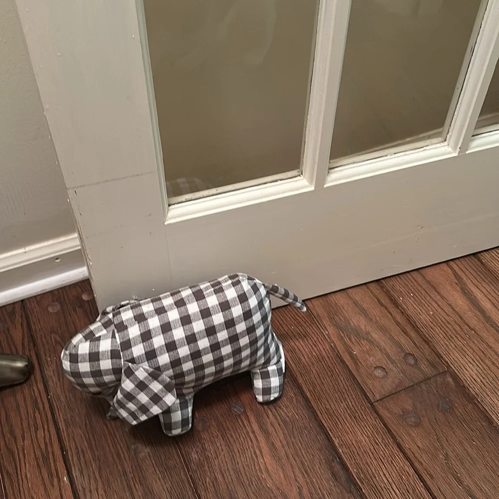 Creative Co-Op gray cotton Gingham Elephant 🐘 doorstop